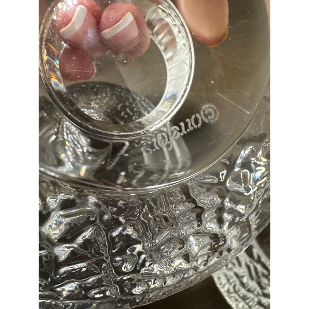Orrefors Stella Crystal Votive Candle Holders Set of 3 Signed Sweden 4.75